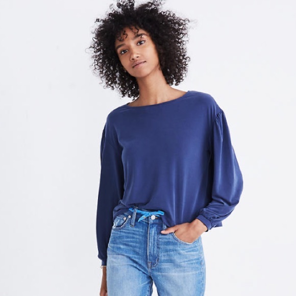 Madewell Tops - Madewell Sandwashed Gathered Sleeve Top